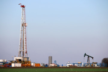 Oil and gas drilling rig in oilfield