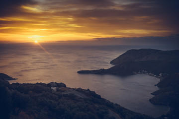 Fototapeta na wymiar Greek coast at sunrise Peloponnese Mani