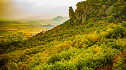 Cliffs rocky formations in Greece Meteora