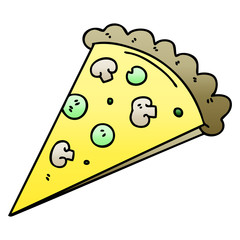 quirky gradient shaded cartoon slice of pizza