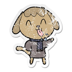 distressed sticker of a cute cartoon dog