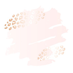 Golden heart pink blank nude art frames. Card design brush stroke lines points gold premium brochure flyer invitation template. Beauty identity elegant style, golden exotic leopard animal skin texture © Iraida Bearlala