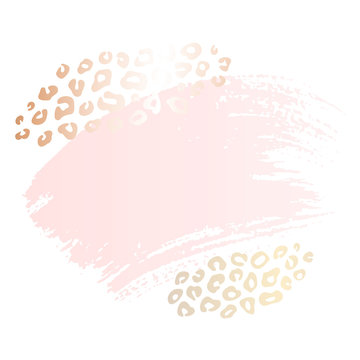 Golden heart pink blank nude art frames. Card design brush stroke lines points gold premium brochure flyer invitation template. Beauty identity elegant style, golden exotic leopard animal skin texture