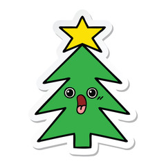 sticker of a cute cartoon christmas tree