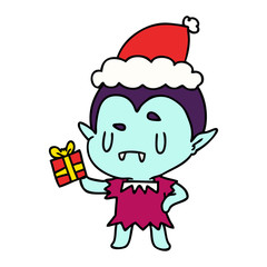 christmas cartoon of kawaii vampire