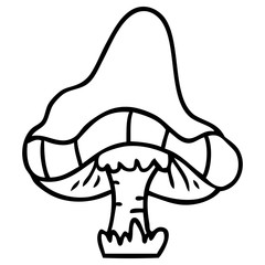 line drawing doodle of a single mushroom