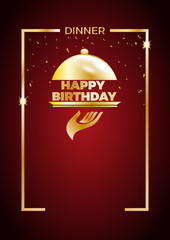 happy birthday dinner, template for poster, cover and menu. Vector illustration