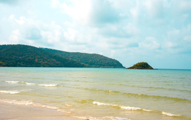 Wave & Sand beach background , holiday or relax in summer concept.