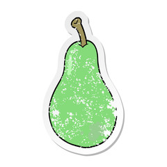 distressed sticker of a cartoon pear