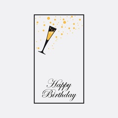 happy birthday. greeting, invitation or menu cover. vector illustration with glass