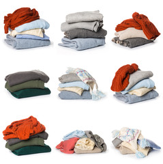 Folded sweater pattern on white background