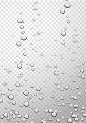 Naklejka na ściany i meble Transparent water background with realistic bubbles or drops.