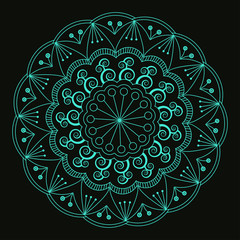 wired rosette in blue light on black background