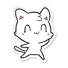 sticker of a cartoon happy cat