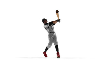 Baseball player isolated on white.