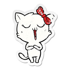 distressed sticker of a cartoon cat