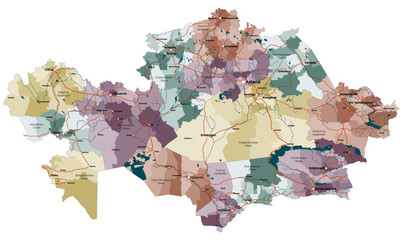Large and detailed map of the state of Kazakhstan