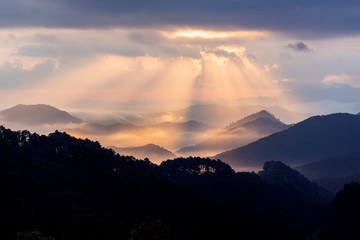 Sun ray's in the evening or morning at famous mountain in Thailand