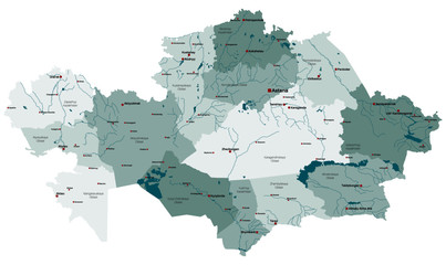 Large and detailed map of the state of Kazakhstan