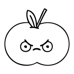 line drawing cartoon red apple