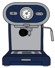 The vectorized hand drawing of a blue electric espresso maker