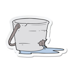 sticker of a broken bucket cartoon