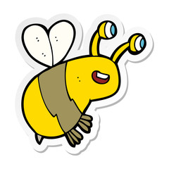 sticker of a cartoon happy bee