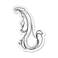 sticker of a traditional hand drawn floral swirl