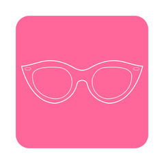 Icono plano lineal gafas de chica en cuadrado color rosa