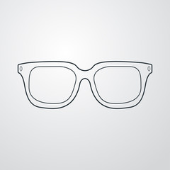 Icono plano lineal gafas de nerd en fondo gris