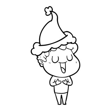 recommend clip art: laughing line drawing of a man wearing santa hat