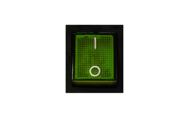 green power switch on white background