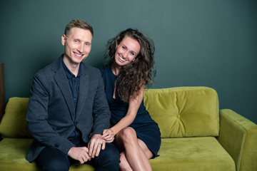 young couple sitting on stairs