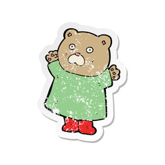 retro distressed sticker of a funny cartoon bear