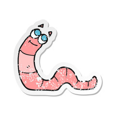 retro distressed sticker of a cartoon worm