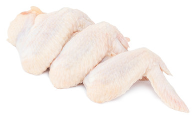Raw chicken wings isolated on white background.  With clipping path