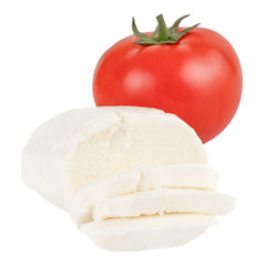 Mozzarella with tomatos  isolated on a white background