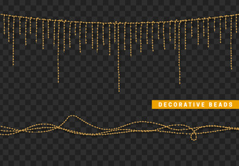 String beads realistic isolated. Decorative design element golden bead. © lauritta
