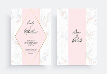 Invitation card template. Golden geometric design
