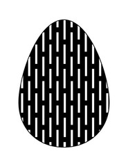 Black and white flat Easter egg icon with geometric pattern.
