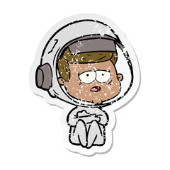 Obraz premium distressed sticker of a cartoon tired astronaut