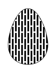 Monochrome flat Easter egg icon with geometric pattern on white background. Vector.