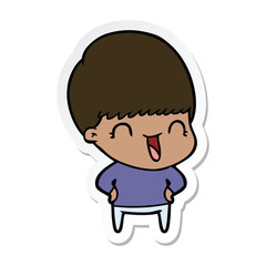 sticker of a happy cartoon boy