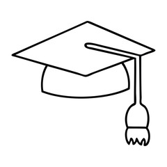 line drawing cartoon graduation cap