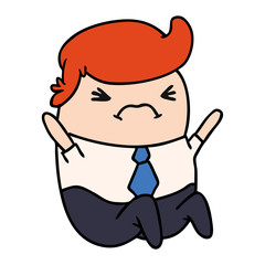 cartoon of an angry kawaii business man
