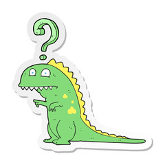 sticker of a cartoon confused dinosaur