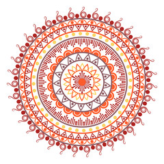Beautiful Indian ornament, mandala pattern. Flat simple design vector illustration isolated on white background.