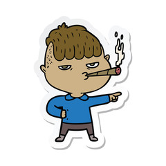 sticker of a cartoon man smoking