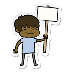 sticker of a cartoon happy boy