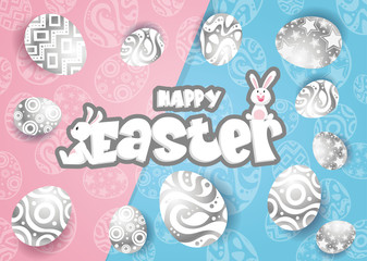 Rabbit and eggs in Easter day.Bunny Ears background Vector